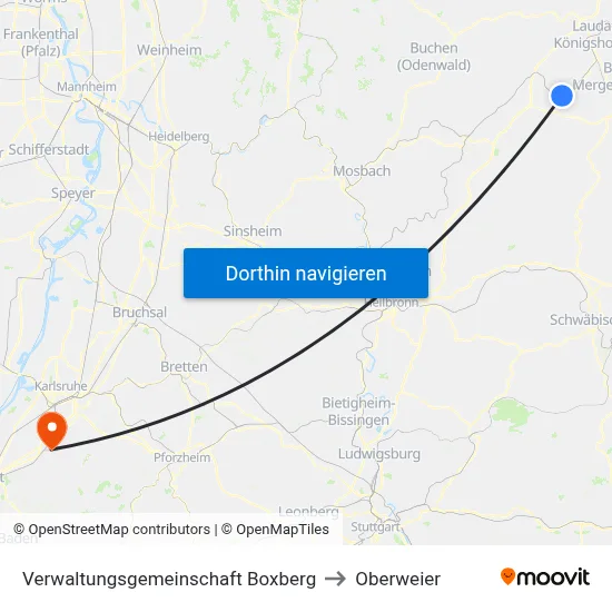 Verwaltungsgemeinschaft Boxberg to Oberweier map