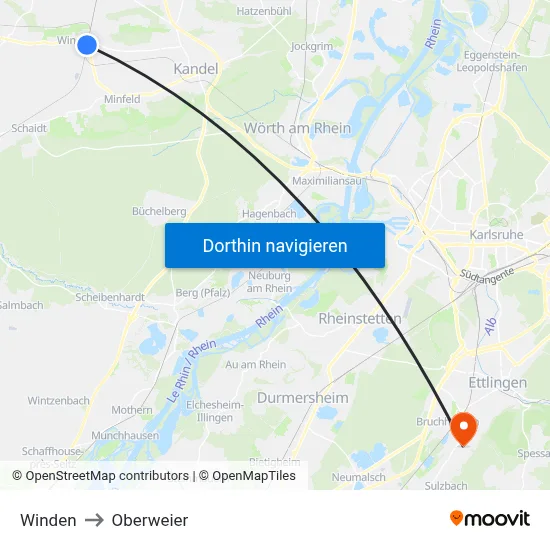 Winden to Oberweier map