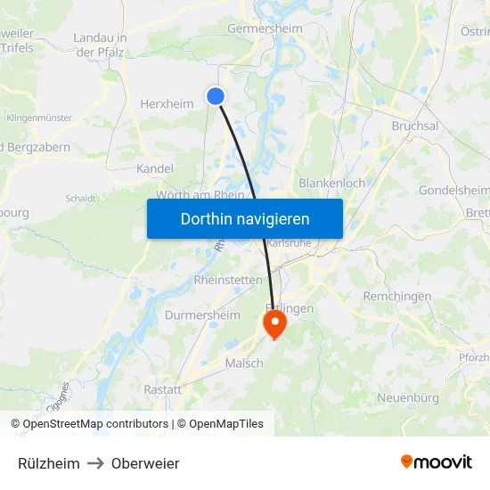 Rülzheim to Oberweier map