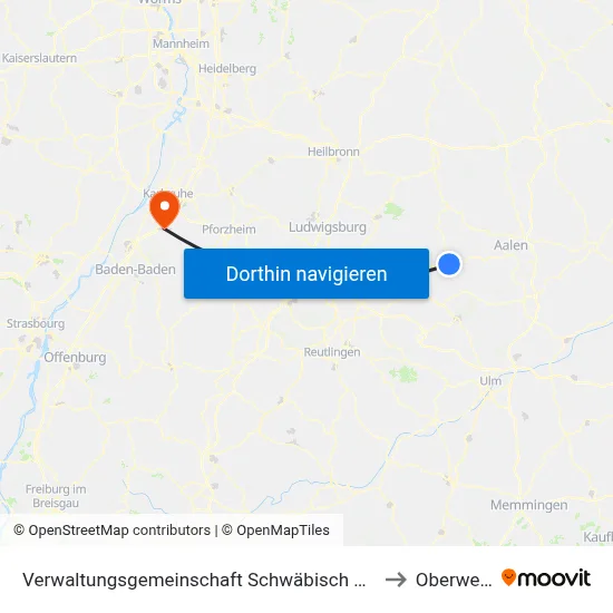 Verwaltungsgemeinschaft Schwäbisch Gmünd to Oberweier map