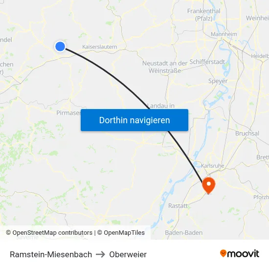 Ramstein-Miesenbach to Oberweier map