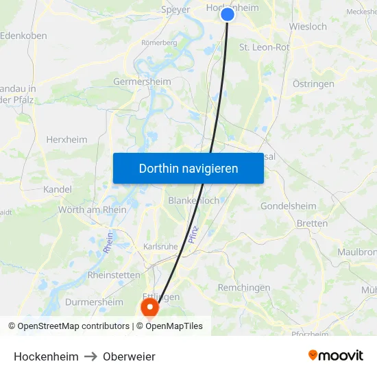 Hockenheim to Oberweier map