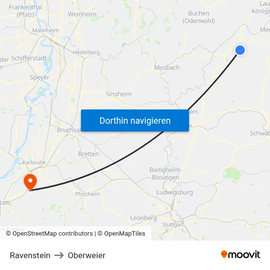 Ravenstein to Oberweier map