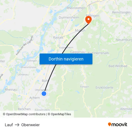 Lauf to Oberweier map