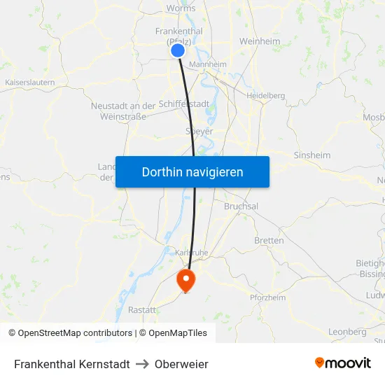 Frankenthal Kernstadt to Oberweier map