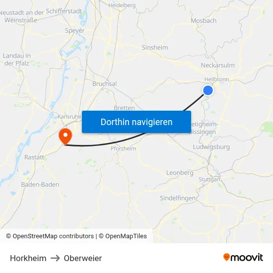 Horkheim to Oberweier map