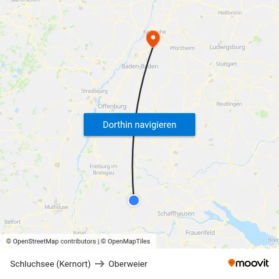Schluchsee (Kernort) to Oberweier map