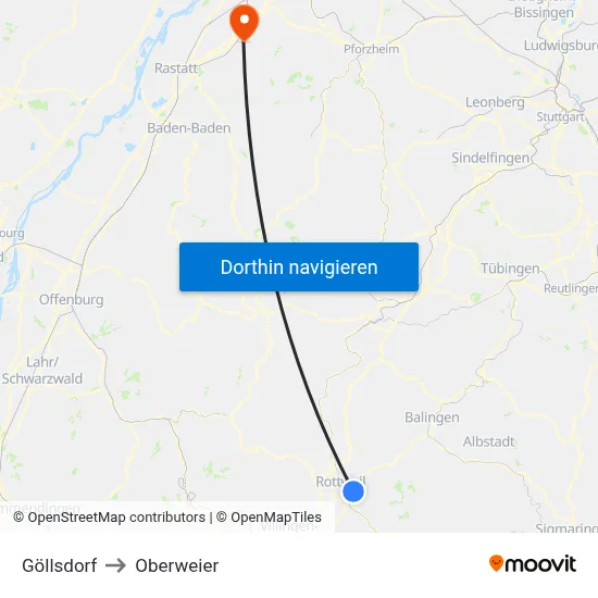 Göllsdorf to Oberweier map