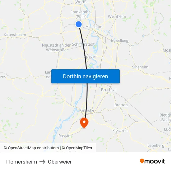 Flomersheim to Oberweier map