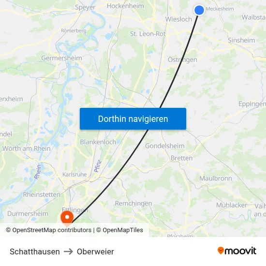 Schatthausen to Oberweier map