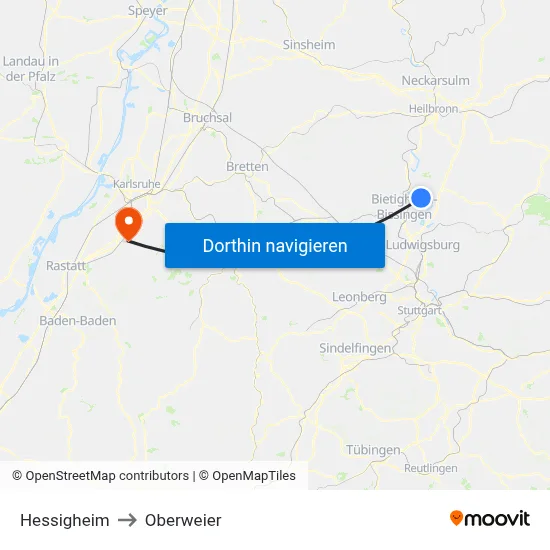 Hessigheim to Oberweier map