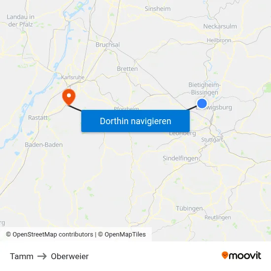 Tamm to Oberweier map