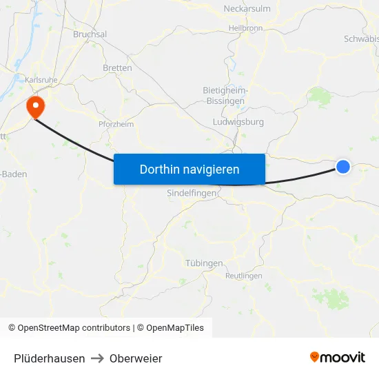 Plüderhausen to Oberweier map