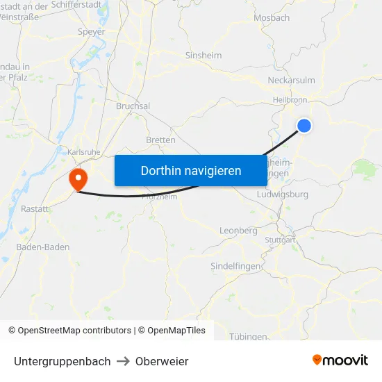 Untergruppenbach to Oberweier map