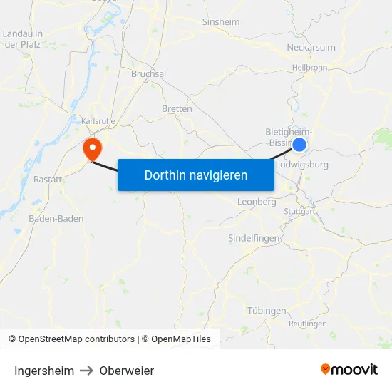Ingersheim to Oberweier map