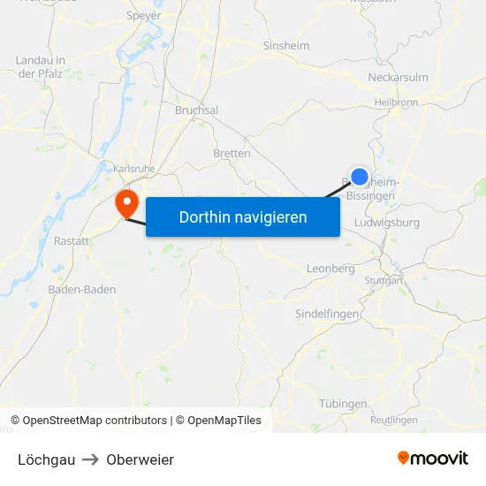 Löchgau to Oberweier map