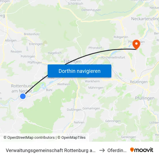 Verwaltungsgemeinschaft Rottenburg am Neckar to Oferdingen map
