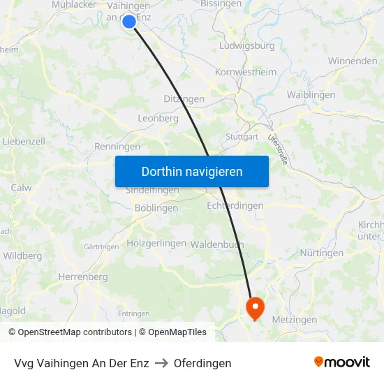 Vvg Vaihingen An Der Enz to Oferdingen map