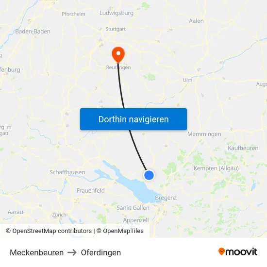 Meckenbeuren to Oferdingen map