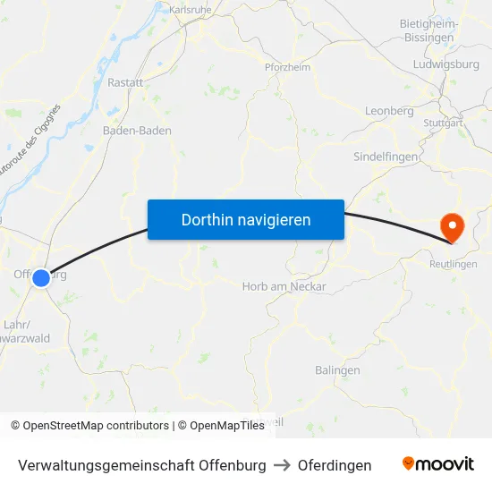Verwaltungsgemeinschaft Offenburg to Oferdingen map