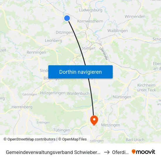 Gemeindeverwaltungsverband Schwieberdingen-Hemmingen to Oferdingen map