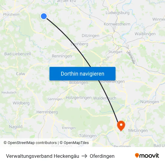 Verwaltungsverband Heckengäu to Oferdingen map