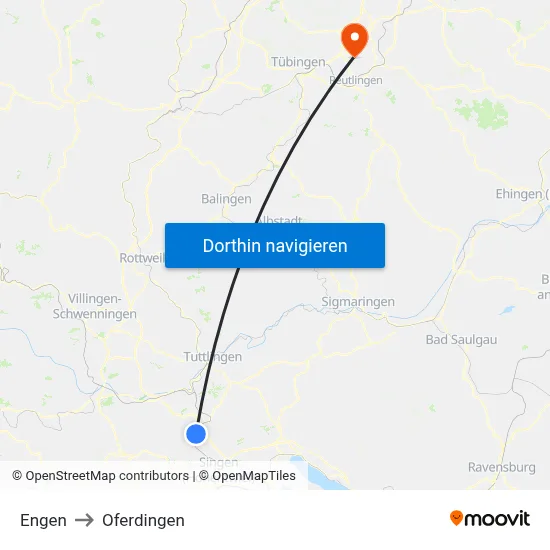 Engen to Oferdingen map