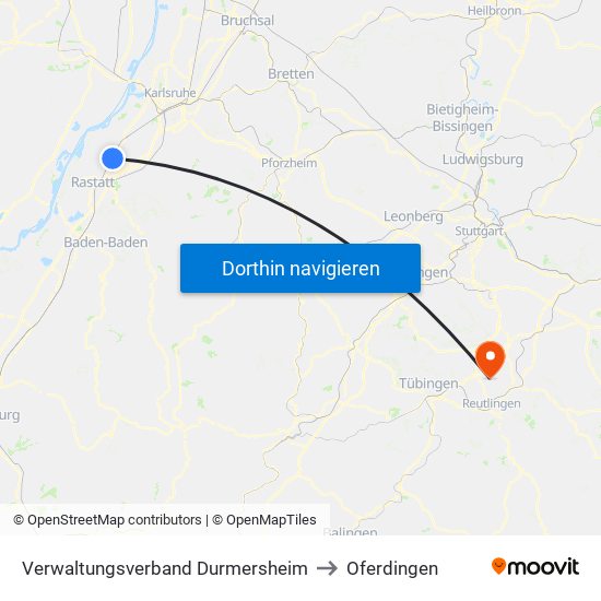 Verwaltungsverband Durmersheim to Oferdingen map