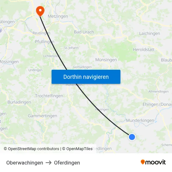 Oberwachingen to Oferdingen map