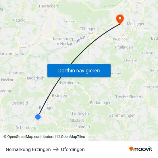 Gemarkung Erzingen to Oferdingen map