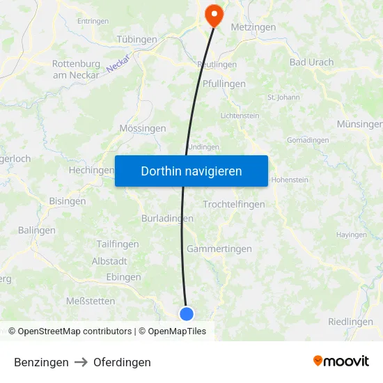 Benzingen to Oferdingen map