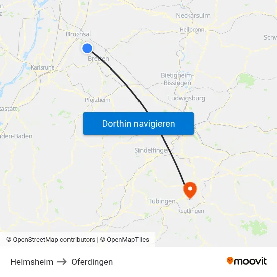 Helmsheim to Oferdingen map