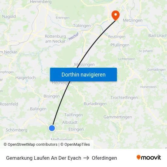 Gemarkung Laufen An Der Eyach to Oferdingen map