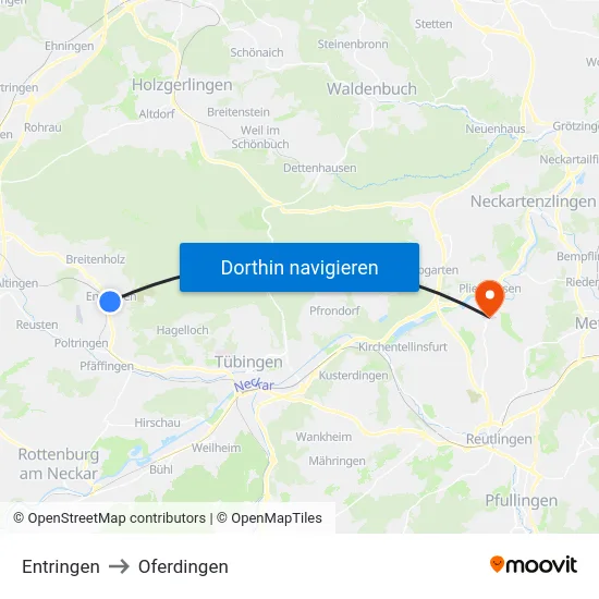 Entringen to Oferdingen map