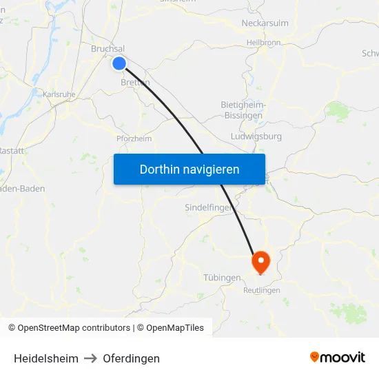 Heidelsheim to Oferdingen map