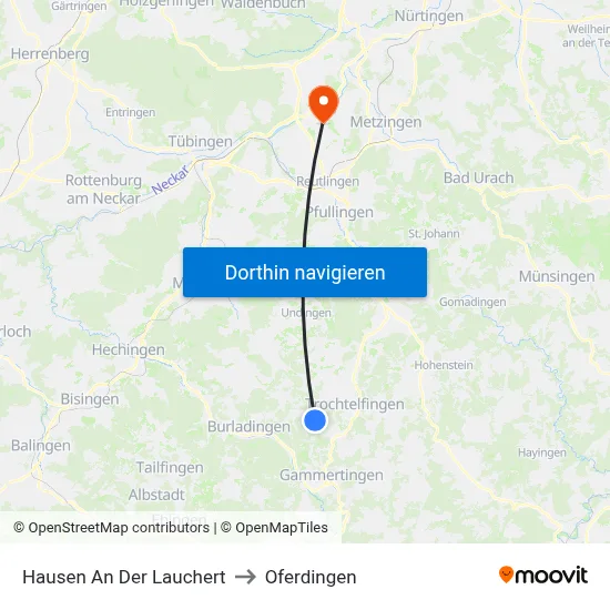 Hausen An Der Lauchert to Oferdingen map