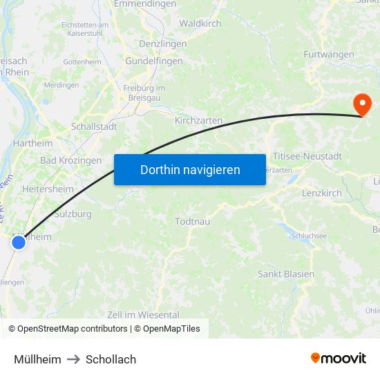 Müllheim to Schollach map