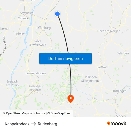 Kappelrodeck to Rudenberg map