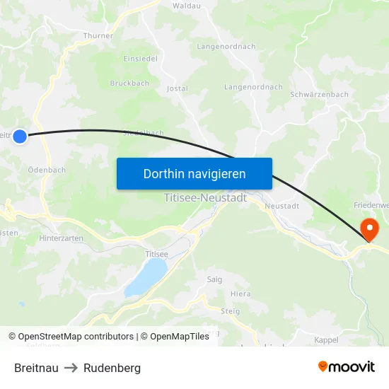 Breitnau to Rudenberg map
