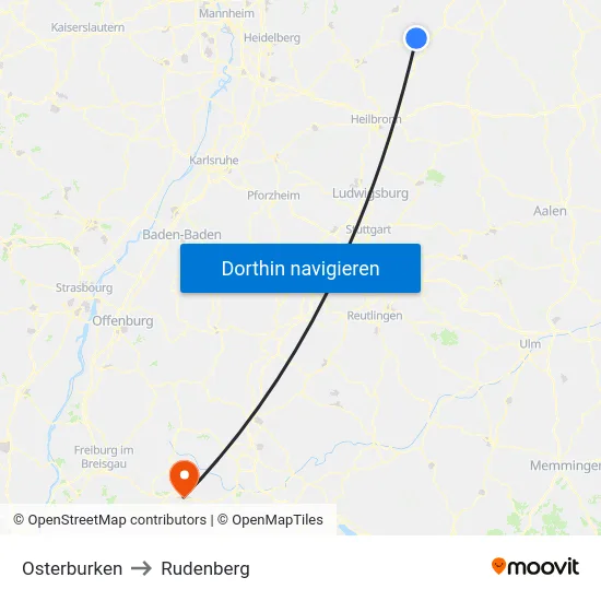 Osterburken to Rudenberg map