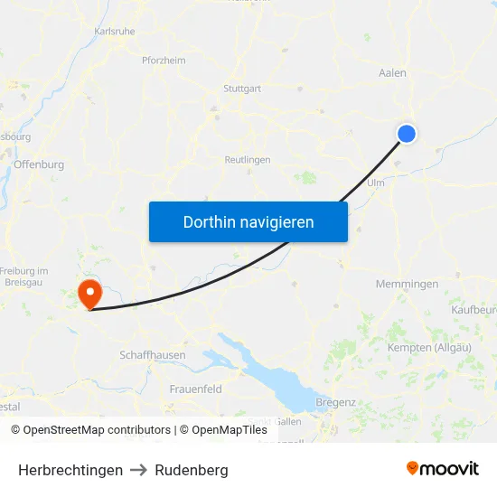 Herbrechtingen to Rudenberg map