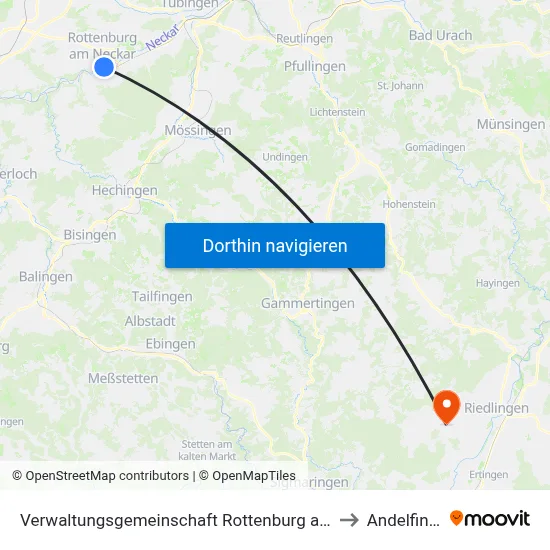 Verwaltungsgemeinschaft Rottenburg am Neckar to Andelfingen map