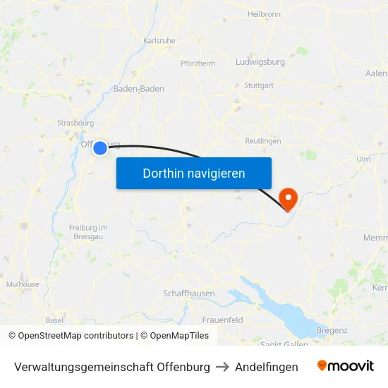 Verwaltungsgemeinschaft Offenburg to Andelfingen map