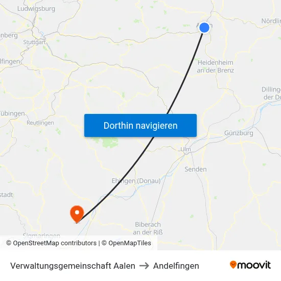 Verwaltungsgemeinschaft Aalen to Andelfingen map