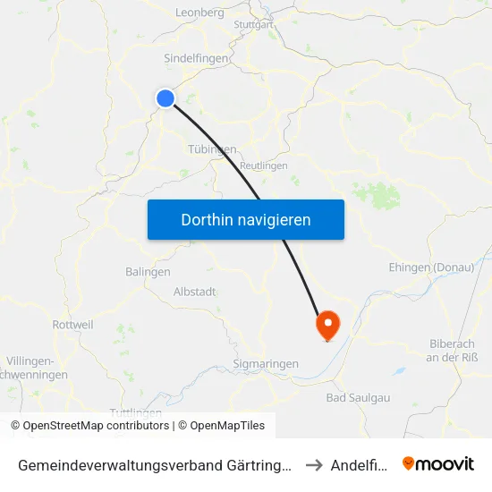 Gemeindeverwaltungsverband Gärtringen/Ehningen to Andelfingen map