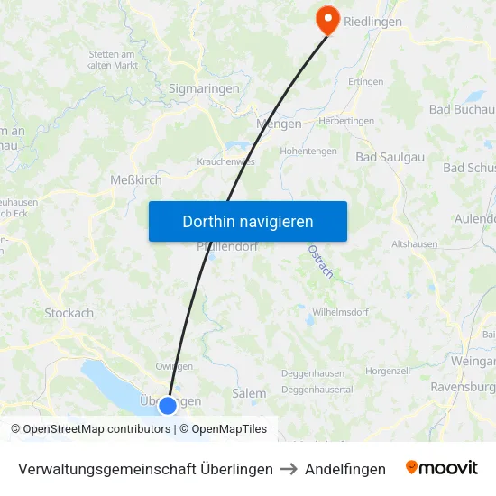 Verwaltungsgemeinschaft Überlingen to Andelfingen map