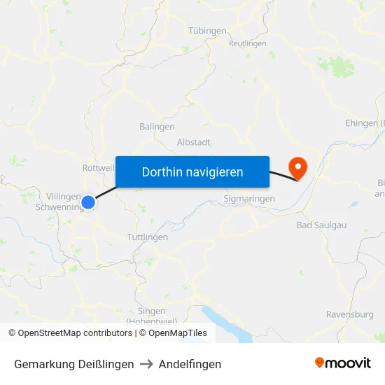 Gemarkung Deißlingen to Andelfingen map