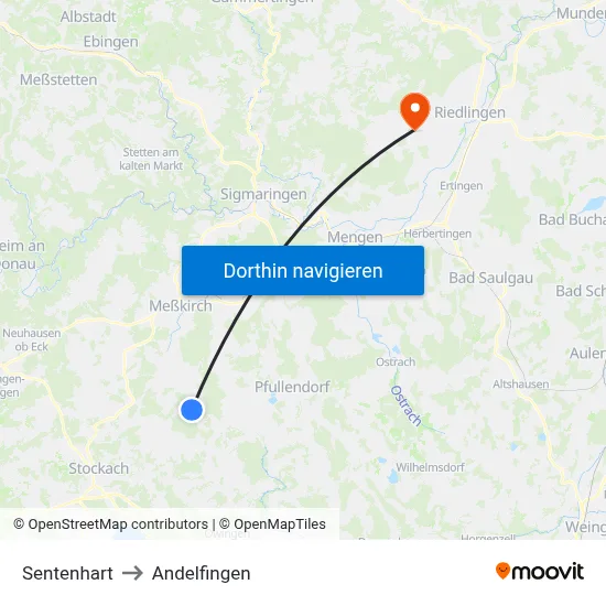 Sentenhart to Andelfingen map
