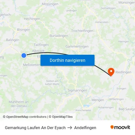 Gemarkung Laufen An Der Eyach to Andelfingen map