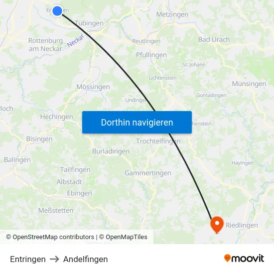 Entringen to Andelfingen map